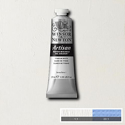 Winsor & Newton Artisan Water Mixable Oil Paint, 37ml, Titanium White | Clean with water; no solvents needed. Color depth, lightfastness, opacity/transparency are the same as traditional oils. - color: Titanium White, style: 1.25-oz