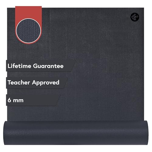 Manduka PRO Yoga Mat - 6mm | Lifetime Durability | Hygienic Construction | Premium Studio Quality | Teacher Approved - color: Black Thunder, size: 71" x 26"