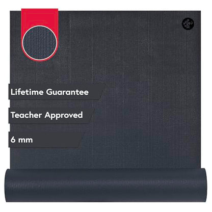 Manduka PRO Yoga Mat - 6mm | Lifetime Durability | Hygienic Construction | Premium Studio Quality | Teacher Approved - color: Black Thunder, size: 71" x 26"
