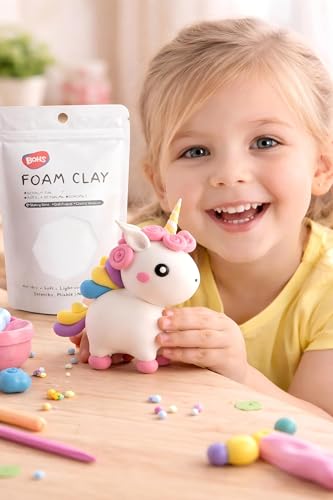 BOHS Foam Clay, 5 Primary Colors, Air Dry Modeling Clay, 1.1 lb | Color mixing; crack-free finish; crumb-free workspace; resealable bags; EVA and polystyrene foam, glass and metal details
