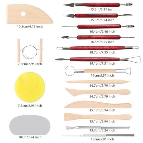 SHENOMAD 17PCS Clay Sculpting Pottery Modeling Ceramics Polymer Tools Set