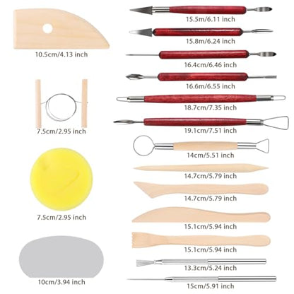 SHENOMAD 17PCS Clay Sculpting Pottery Modeling Ceramics Polymer Tools Set