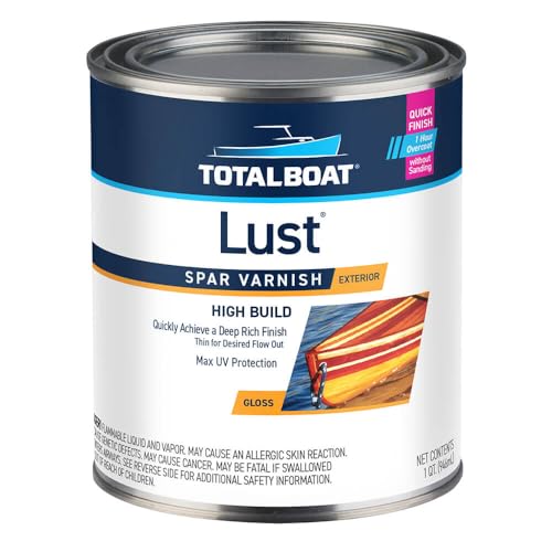 TotalBoat Lust Marine Spar Varnish for Boats & Wood - High Gloss Quart | Oil-Based Polyurethane Finish; High Build; UV Inhibitors; Wooden Boats, Yacht Brightwork, Furniture & Interior/Exterior Wood - color: High Gloss, size: Quart