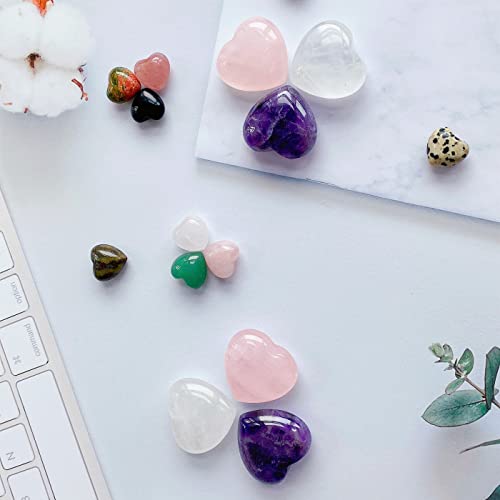 QINJIEJIE 1.2" Heart Crystals Rose Quartz Amethyst Healing Clear Crystal - color: YA - 1.2" Large -3PCS