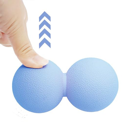 Double Lacrosse & Micro-Elastic Peanut Massage Ball - Myofascial Release Tool for Muscle, Back, Foot, and Physical Therapy, Mobility Roller for Acupressure and Relaxation (Blue) - color: Blue