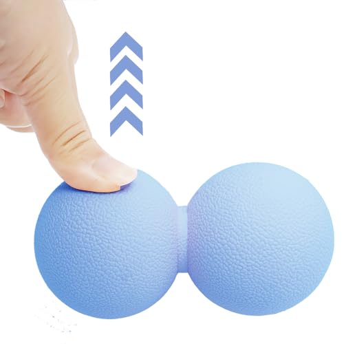 Double Lacrosse & Micro-Elastic Peanut Massage Ball - Myofascial Release Tool for Muscle, Back, Foot, and Physical Therapy, Mobility Roller for Acupressure and Relaxation (Blue) - color: Blue