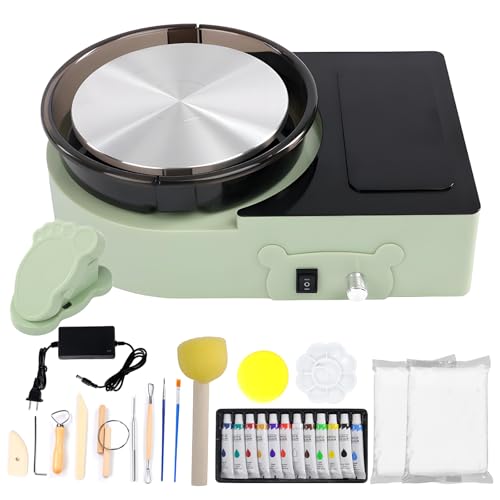 Pottery Wheel Machine with Foot Pedal, 6" Turntable Two-Way Rotation Clay Wheel，Electric Ceramic Forming Machine with Detachable Basin,DIY Clay Potter's Wheel Kit for Kids and Beginners Adults at Home