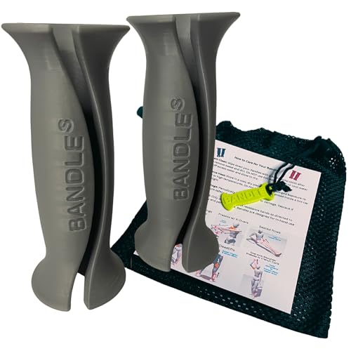 Bandle™ - True Ergonomic Handles for Resistance Bands | Unleash The Full Potential of Pain-Free, Full-Body Workouts | Durable & Comfortable for High-Intensity Training (2 Handles) - color: Steel Gray, size: Small