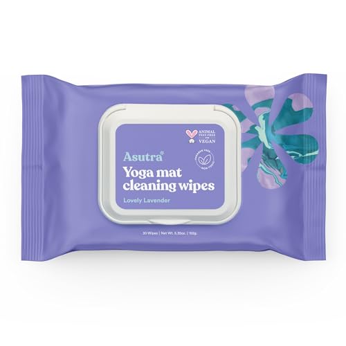 ASUTRA Yoga Mat Cleaning Wipes (Lovely Lavender), 1 (1 Pouch = 30 Wipes) - size: 1 Pouch (30 Wipes)