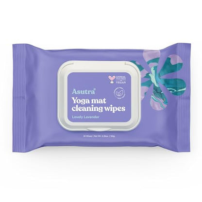 ASUTRA Yoga Mat Cleaning Wipes (Lovely Lavender), 1 (1 Pouch = 30 Wipes) - size: 1 Pouch (30 Wipes)