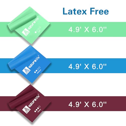 A AZURELIFE Flat Resistance Band Set (3 Pieces Total) Exercise Bands and Premium Durable Stretch Strap with Loops