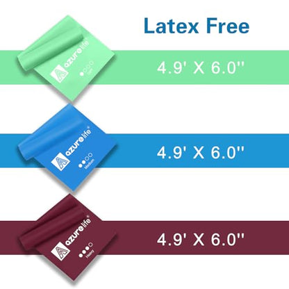 A AZURELIFE Flat Resistance Band Set (3 Pieces Total) Exercise Bands and Premium Durable Stretch Strap with Loops