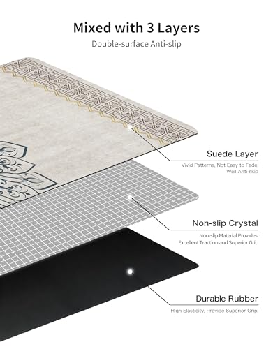 nuveti Printed Travel Yoga Mat 1/16 Inch Thick Non Slip Fitness Workout Mat | with Carrying Bag, Foldable Lightweight Suede & Natural Rubber Yoga Mat for Yoga Pilates and Fitness 72" L x 24" W x 1.5mm - color: QiuQianSuo