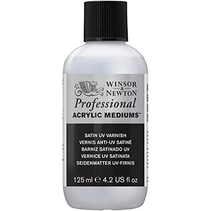Winsor & Newton Professional Acrylic Medium, Satin UV Varnish, 125ml | Provides a removable satin protective coating that helps protect acrylic paintings from UV exposure and surface contaminants. - color: Satin Uv Varnish, style: 125ml (4.2-oz)