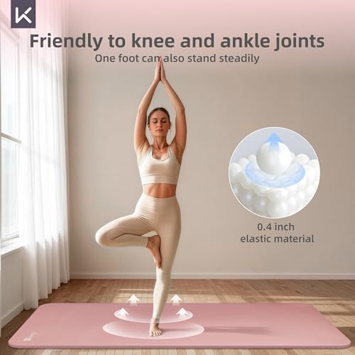 KEEP Extra Thick NBR Yoga Mat for Women & Men, 10mm Thick, 72”x32” Large Exercise Mat with Non-Slip Workout Mat for Yoga, Pilates, Stretching, Meditation – Wide & Cushioned Fitness Mat - color: Sakura pink