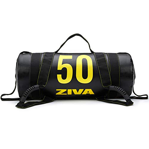 ZIVA Power Sandbag – Pre-Weighted Training Bag with Multiple Handles for Full-Body Strength & Conditioning – Heavy-Duty, No-Fill Needed (10–50 lb) - color: Black, size: 50 lb