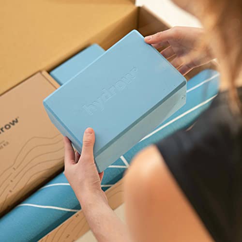 Hydrow Yoga Blocks, Lightweight EVA Foam Blocks for Yoga & Pilates | 9 x 6 x 4 inches, Supportive EVA Foam, Stability for Poses & Meditation, Blue, Home and Studio Ready