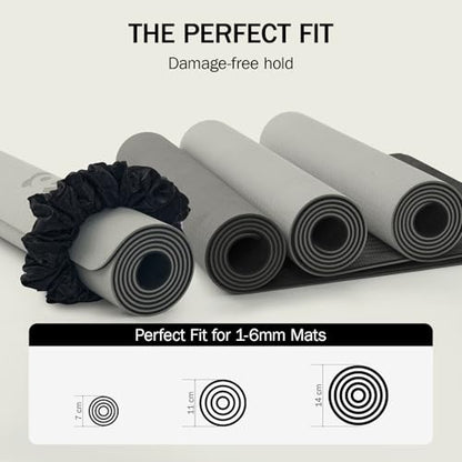 Slim Panda Yoga Mat Scrunchie,Holds Your Mat in Style,Stretchable Velvet Fabric Fit All Standard Yoga Mats (mat not included) - color: Black
