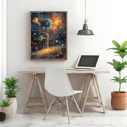 Shouruihua Diamond Painting Kits for Adults, Planets Diamond Art Kits | Space, Universe, Gem Art, Diamond Dotz Kits, Diamond Dots, Wall Art, Adult Crafts, Full Round Drill Diamond, 11.8x15.7 in - color: Planets
