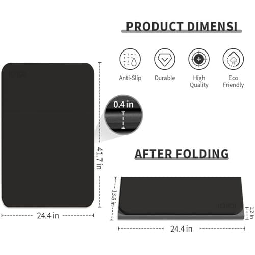 Foldable Exercise Pad Extra Thick 1.2" x 14" x 24" - color: Black+Gray