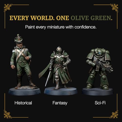 Ludus Bellum Miniature Paint Olive Green Color 18ml Dropper Bottle, Professional Acrylic Paint for Miniatures & Models, Provides Quality Acrylic Tones and Shades for Warhammer 40K D&D Figures - color: Olive Green