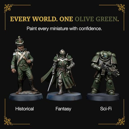 Ludus Bellum Miniature Paint Olive Green Color 18ml Dropper Bottle, Professional Acrylic Paint for Miniatures & Models, Provides Quality Acrylic Tones and Shades for Warhammer 40K D&D Figures - color: Olive Green