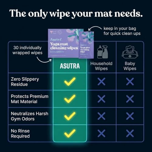 ASUTRA Yoga Mat Wipes (Lovely Lavender), Individually (1 Box = 30 Wipes) - size: 1 Box (Pack of 30)
