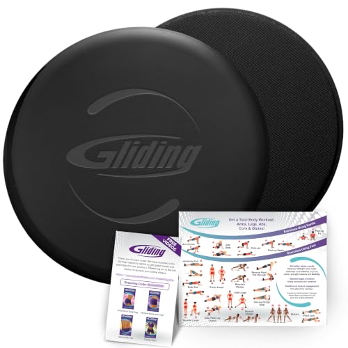 Gliding 9” Sliders for Working Out on Any Floor, 1 Pair + 4 Videos - color: Black