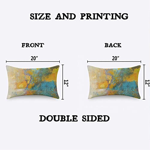 TKS MITLAN Sun Ball in Yellow and Turquoise Pillow Covers 12x20 Inch Abstract Original Painting on Canvas Linen Couch Bed Sofa Car Waist Cushion Cover 12 x 20 inch - color: Sun Ball, size: 20" x 12" (Pack of 1)
