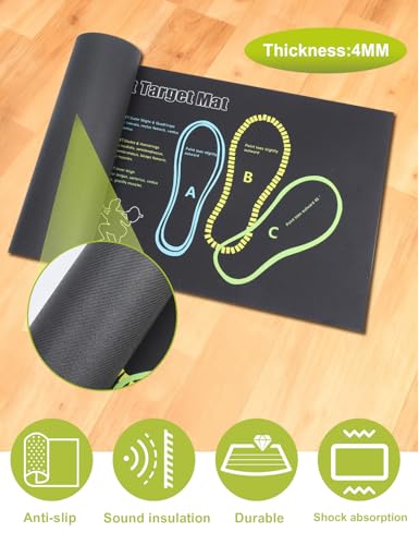 Squat Mat with Foot Position,Large Squat Target Pad 30'' X 13.8'',4mm Thickness Squat Mat Foot Positioning, Exercise Mat for Squats, Leg and Abdominal Workouts - color: Black