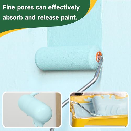 VOOMEY Mini Paint Roller Covers, 4 Inch High Density Foam Roller, 48 Pack | Small Paint Roller, Fits All Flat Surfaces, Including Walls, Cabinets, Furniture, Doors, Tables & DIY Painting Projects - style: 4 inch 48 pack