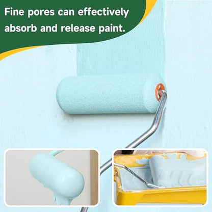 VOOMEY Mini Paint Roller Covers, 4 Inch High Density Foam Roller, 48 Pack | Small Paint Roller, Fits All Flat Surfaces, Including Walls, Cabinets, Furniture, Doors, Tables & DIY Painting Projects - style: 4 inch 48 pack