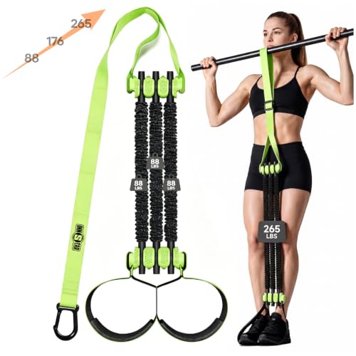 Innstar Pull Up Assistance Bands, Heavy Duty Resistance Band for Pull Up Assist, Adjustable Resistance 165-265lbs with Fabric Feet/Knee Rest, Pull Up Bands Assistance Bands - color: Green 265lbs adjustable
