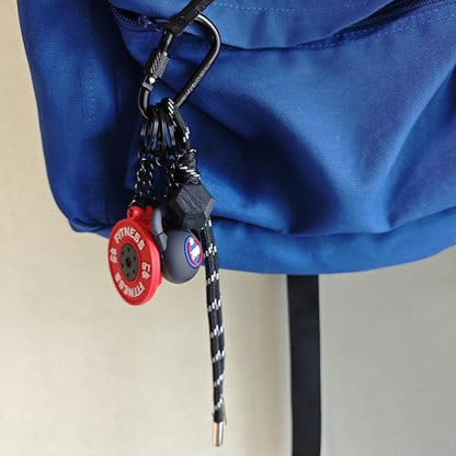 Fitness Keychain Barbell Dumbbell Keychain Bag Purse Charms Gym Lovers Fitness Enthusiast Gift Bag backpack Charms - color: Black+red