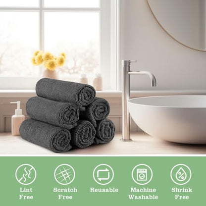 UNIMADE Washcloths Bulk 100 Pack Face Towels, Highly Soft Wash Cloths | Hand Towels, Fast Drying Multi-Purpose Microfiber Cleansing Cloths for Bathroom, Hotel, Spa, and Salon Grey (12" x 12") - color: Grey, size: 100Pack