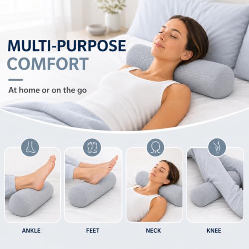 Neck Roll Pillow, Cervical Neck Pillow Bolster Pillow for Sleeping - color: Slate Gray