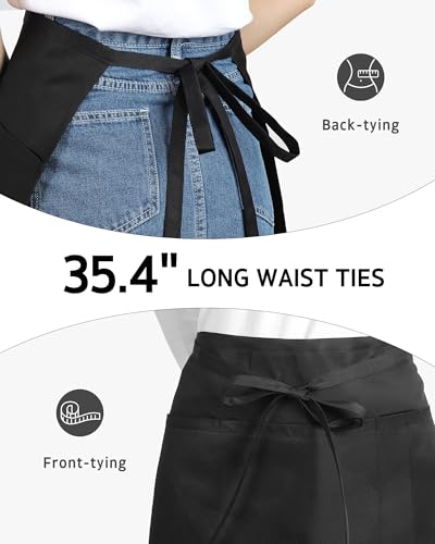 Syntus Server Apron for Men Women, Waitress Waist Apron, Black 1/3/12 Packs - color: Black