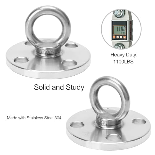 F.Life Ceiling Mount Hooks - Hold Up to 1100 lbs,Yoga Starter Set - Suitable for Gym Rings, Suspensions, Indoor/Outdoor Use -304 Stainless Steel Suspension Hook Gym, Aerial Silks Yoga Swing Hammock