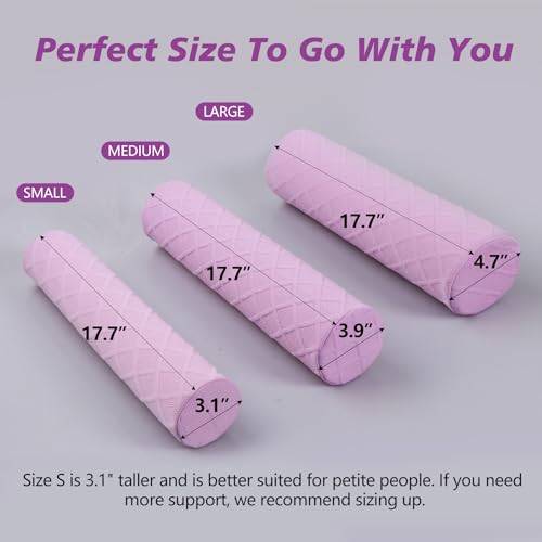 Cozyhealth 3.1" H Small Cervical Roll Pillow, Medium Soft Memory Foam Neck Round Pillow Cylinder Bolster Pillow for Sleeping, Round Neck Support for Bed, Legs, Back and Yoga (Purple, Small - 3.1" H) - color: Purple, size: Small - 3.1" H