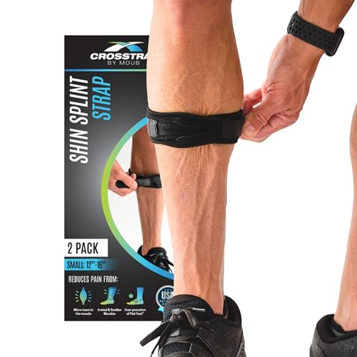 Calf & Shin Supports, Shin Splint Brace | Adjustable Neoprene Shin Splint & Leg Compression Support Strap | for Strains, Injuries, Pain - size: Large (2 Straps)