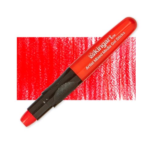 KINGART GS005-1 Mixed Media Gel Stick Crayon, Red | 1-Piece Artist Crayon: Brush on water for watercolor effects; odorless and non-toxic - color: Red