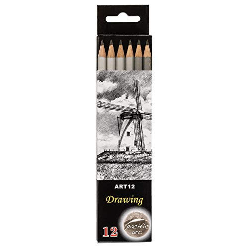 Pacific Arc Premium Graphite Drawing Pencils for Artists, 5H - Professional Pencils for Drawing, Drafting, Sketching and Shading 12 Pk. - Great Non Toxic Art Supplies Set for Adults and Kids - style: 5H
