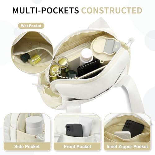 Mini Gym Bag, Small Gym Bag w/Wet Compartment for Women White - color: White
