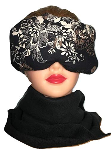 Eye Mask Lavender Eucalyptus, Sinus, Herbal Pack, Hot Cold Pack, Heat Wrap,Organic, Flax Seed, Microwave Therapy, Sleep Mask, Yoga Meditation Eye Pillow, Black White Floral