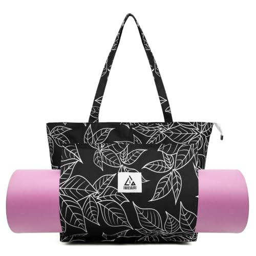 IwIeIaIrI Yoga Tote Mat Bag Carrier for Women with Mat Holder | Yoga Mat Bag Gym with Zipper Pocket, Polyester Material, Fits Workout Supplies. Great Yoga Accessory Gift - color: Black