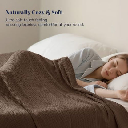 PHF Lightweight Waffle Weave Blanket Twin for Bed Chocolate 66"x90" - color: Chocolate, size: Twin(66"x90")