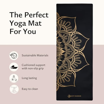 Shakti Warrior Sahasrara Yoga Mat, Artist-designed premium eco-friendly PU yoga mat with a non-slip, non-toxic surface for hot yoga, Pilates and workouts. - size: 72x28"x5mm