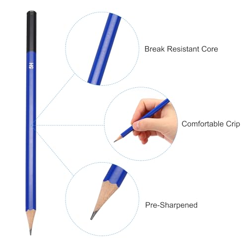 PATIKIL 5H Drawing Pencils for Sketching, 6PCS Sketch Pencils for Drawing Art Pencils Graphite Wood Pre-sharpened for Drawing Sketching Artists - size: 1 Count (Pack of 1), style: 5H