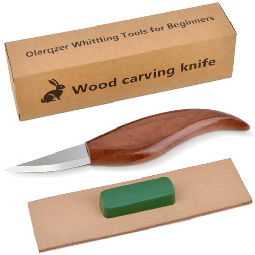 Wood Carving Knife With Leather Strop and Polishing Compound,Whittling Knife,Wood Carving Tools for Beginners,Adults and Kids Whittling Tools (Sloyd Carving Knife) - style: Sloyd Carving Knife