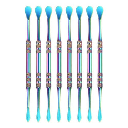 HARFINGTON 8 Pcs Wax Carving Tools 4.8" Double Ended Stainless Steel Wax & Clay Sculpting Wax Carvers Tools Modeling Spoon for Figures Clay Handmade Art Works, Rainbow - color: Rainbow